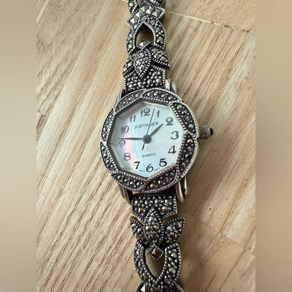Art deco Judith Jack Sterling 925 silver marcasite watch NEW BATTERY